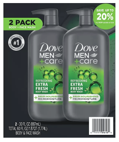 Dove Men+Care Body And Face Wash Extra Fresh 30 Fl Oz 2 Pack Refreshing Cleanser For Men