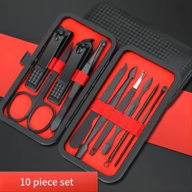 10-Piece Black Nail Clippers Kit with Travel Case – Professional Cuticle Nippers & Clippers, Complete Grooming Set for Home & Travel