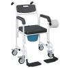 Black Shower Commode Wheelchair, Seniors Bedside Commode Chai