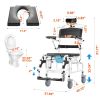 VEVOR Shower Wheelchair 17.5in Al Alloy Bathroom Wheelchair for Disabled Adult