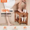 VEVOR Corner Teak Shower Bench, 18.5" Height 15.5" Radius, 100% Teak Wood Corner Shower Beach, 500 LBS with Storage Shelf