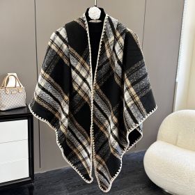 Affordable Luxury Fashion Wind Outdoor Autumn And Winter Scarf (Option: Champagne Black-130X190CM)