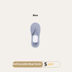Women's Summer Thin Breathable Traceless Invisible Socks (Option: Blue-White Paper Card Packaging-5pairs)