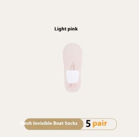 Women's Summer Thin Breathable Traceless Invisible Socks (Option: Pink-White Paper Card Packaging-5pairs)