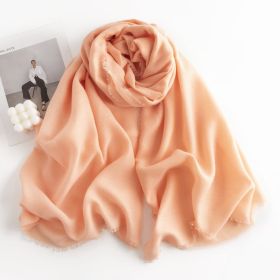 Herringbone Pattern Monochrome Artificial Cashmere Scarf Women's Simple Casual Style Tassel Warm Shawl (Option: FH2353331 Light Orange)