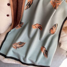 Cashmere-like Short Beard Tassel Thickened Warm Shawl Scarf (Option: D1001 Green Orange-180x65cm)