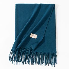 Pure Color Artificial Cashmere Scarf Women's Winter High-grade Shawl (Option: 37 Blue With Pattern-70x200cm)