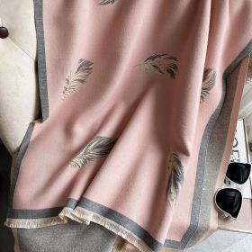 Cashmere-like Short Beard Tassel Thickened Warm Shawl Scarf (Option: D1001 Gray Pink-180x65cm)