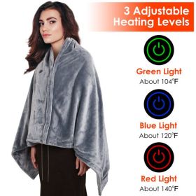Wearable USB Heated Shawl (Color: Grey)