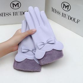 Warm Gloves Winter Women's Touch Screen Fleece-lined Thickened (Option: Composite Rabbit Purple)