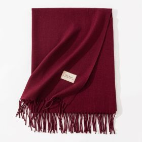 Pure Color Artificial Cashmere Scarf Women's Winter High-grade Shawl (Option: 50 Deep Burgundy-70x200cm)