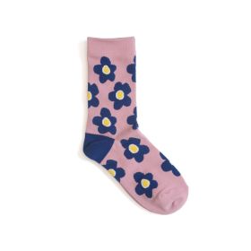 Cute cartoon flower socks cotton girl in stockings (Color: Pink)