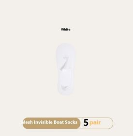 Women's Summer Thin Breathable Traceless Invisible Socks (Option: White-Bare Socks-5pairs)