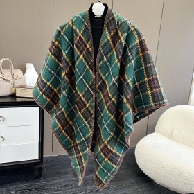 Affordable Luxury Fashion Wind Outdoor Autumn And Winter Scarf (Option: Plaid Green-130X190CM)