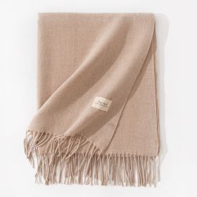 Pure Color Artificial Cashmere Scarf Women's Winter High-grade Shawl (Option: 38 Cream Color With Blossom-70x200cm)