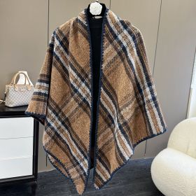 Affordable Luxury Fashion Wind Outdoor Autumn And Winter Scarf (Option: Plaid Yellowish Brown-130X190CM)
