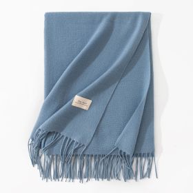 Pure Color Artificial Cashmere Scarf Women's Winter High-grade Shawl (Option: 16 Haze Blue-70x200cm)