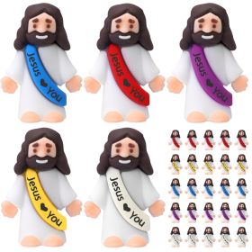25/50 pcs Mini Jesus figure, Rubber Religious Party Favors | Includes Organza Bag And Gift Cards Sunday School, Easter Egg Stuffers, Baptism Gift (Quantity: 25pcs)