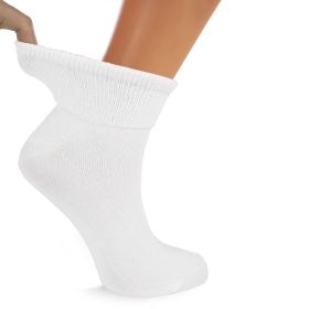 Diabetic Ankle Socks Cotton Non-binding Top Diabetes Socks Shoe Size 9-11 3 Pairs (Color: White)
