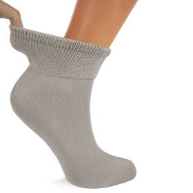 Diabetic Ankle Socks Cotton Non-binding Top Diabetes Socks Shoe Size 9-11 3 Pairs (Color: Gray)