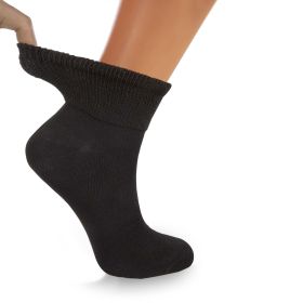 Diabetic Ankle Socks Cotton Non-binding Top Diabetes Socks Shoe Size 9-11 3 Pairs (Color: Black)