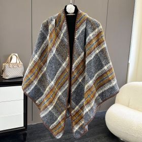 Affordable Luxury Fashion Wind Outdoor Autumn And Winter Scarf (Option: Plaid Gray-130X190CM)