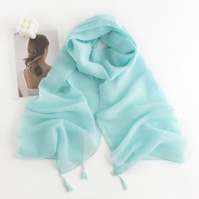 Herringbone Pattern Monochrome Artificial Cashmere Scarf Women's Simple Casual Style Tassel Warm Shawl (Option: FH235323 Wrinkle Light Blue)