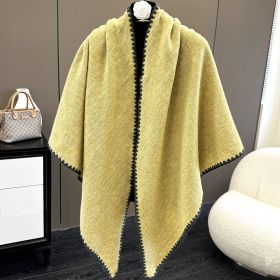 Affordable Luxury Fashion Wind Outdoor Autumn And Winter Scarf (Option: Solid Color Yellow-130X190CM)