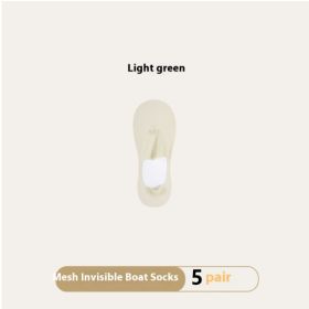 Women's Summer Thin Breathable Traceless Invisible Socks (Option: Light Green-Bare Socks-5pairs)